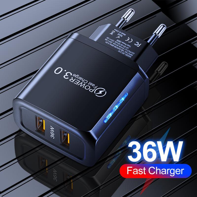 18W Dual USB Charger Cell Phone Fast Charge Mobile Phone Charger Plug-PA00385-Veeddydropshipping