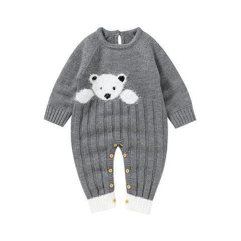 Baby Romper Knit Cute Cartoon Bear Newborn Girl Boy Jumpsuit Outfit-TB00298-Veeddydropshipping