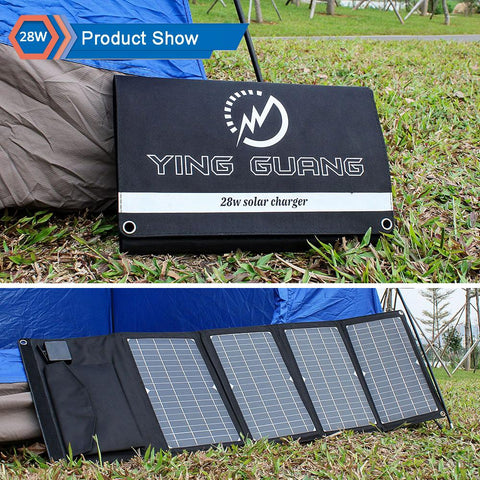 Upgraded 28W 21W 14W Portable Solar Panel Charger Double USB 5V 18V DC Camping-PA00092-Veeddydropshipping