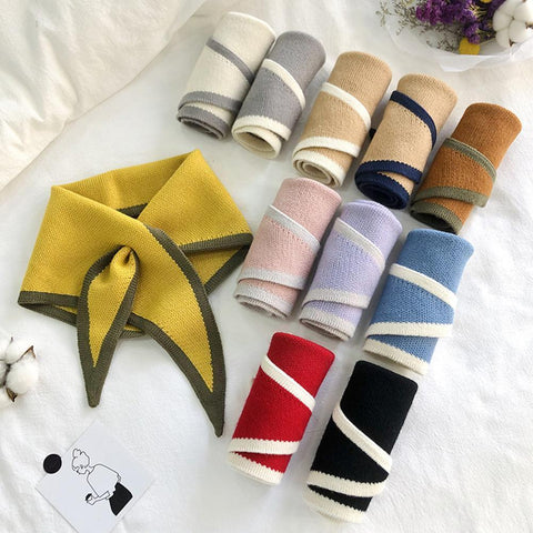 Woolen Knit Elastic Bow Warm Scarf-WF01189-Veeddydropshipping