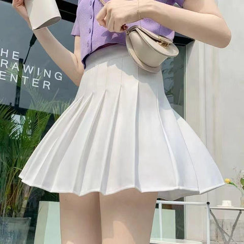 New Pleated Skirt Skirt High Waist Slim A-line Student Skirt-WF00089-Veeddydropshipping