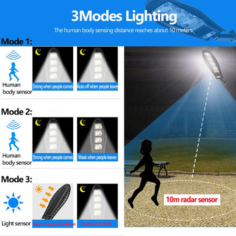 10000W Upgraded 168LED Solar Street Light Outdoor Waterproof LED For Garden-TI00807-Veeddydropshipping