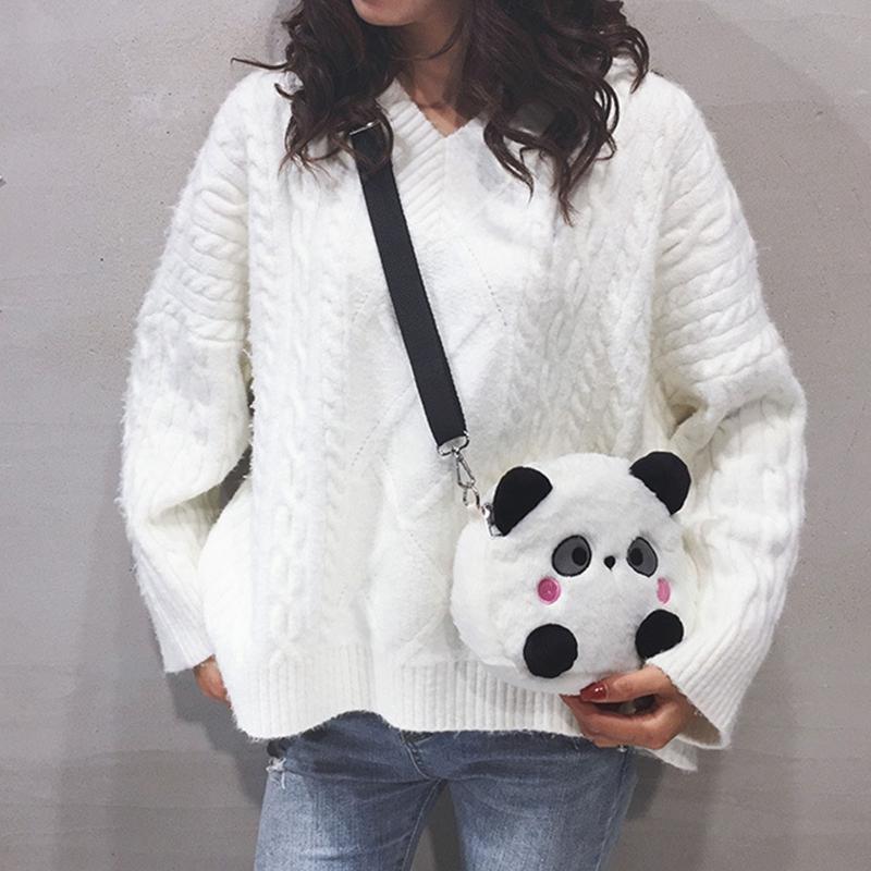 Cartoon Panda Cross Body Messenger Bag Plush Handbag Gift for-BS00300-Veeddydropshipping