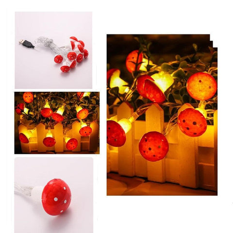 Mushroom String Lights USB Battery Powered Warm White Garden Garland-TI00922-Veeddydropshipping