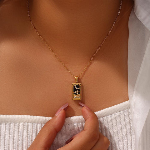 Stainless Steel Tarot Necklaces  Jewelry Colorful Meaningful Moon Sun-JW01176-Veeddydropshipping