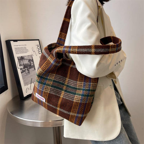 Wool Shopper Bags For Women Large Capacity Autumn Winter New-BS00112-Veeddydropshipping