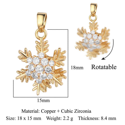 Snowflake  Zircon Fidget Pendant Wholesale Charms  Jewelry Necklace Fashion
