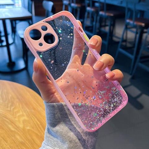 Case For iPhone 14 13 12 11 Pro Max XR 8 7 Glitter Clear Shockproof Phone Cover-PA00119-Veeddydropshipping