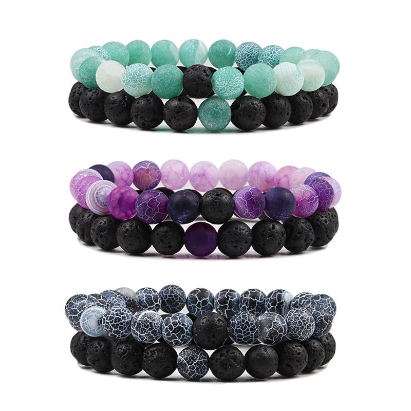1-2PCS Beaded Bracelets Bangles Set Natural Lava Stone-JW00924-Veeddydropshipping