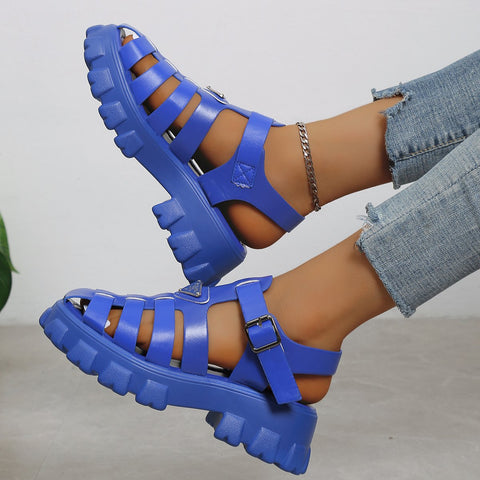 Bottom Roman Womens Sandals Buckle Womens Shoes Non-slip-BS00823-Veeddydropshipping