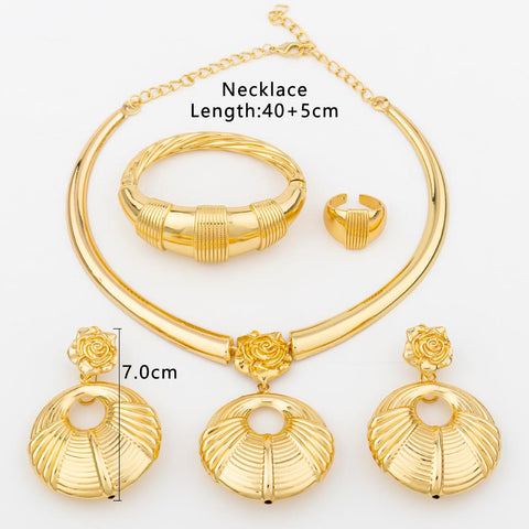 18k Gold Plated Jewelry Set  Earrings and Pendant Set -JW00305-Veeddydropshipping