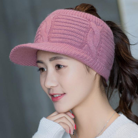 Baseball Caps Women Twist Knit Hats-WF01356-Veeddydropshipping