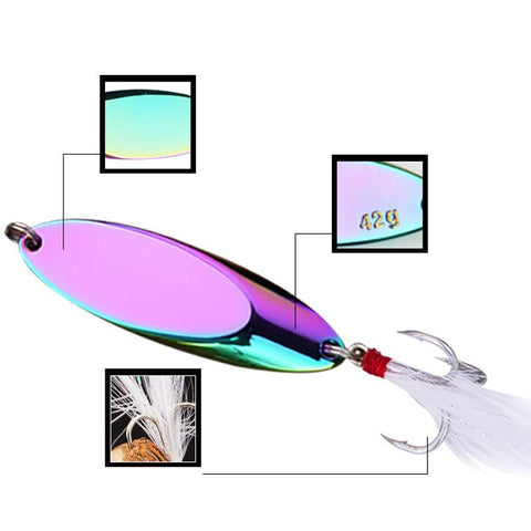 1PCS 7g-28g Metal Spinner Spoon Trout Fishing Lure Hard Bait Sequins Noise Paillette-OS00466-Veeddydropshipping