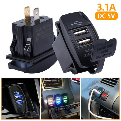 Car Charger USB 5V 3.1A Universal Waterproof Dual USB-PA01171-Veeddydropshipping