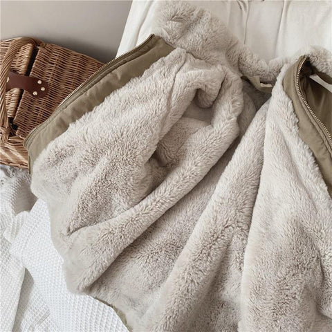 Baby Boys Khaki Lamb Wool Blend Parkas Coat Autumn Winter Coats Fur Jackets-TB01004-Veeddydropshipping