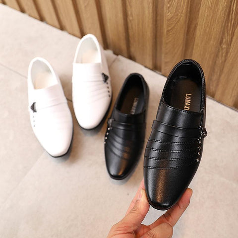 Boys Black Leather Shoes British Style Boys White Children Shoes-TB00101-Veeddydropshipping