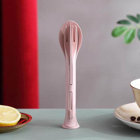 Travel Cutlery Set Wheat Straw Knife Fork Spoon-HA01329-Veeddydropshipping