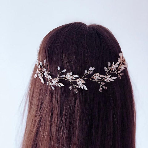 Wedding Crystal Flower Headband Tiara Hairband  -JW00460-Veeddydropshipping