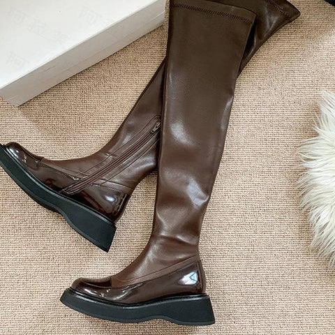 Shoes Platform Flats Gladiator New Winter Warm Motorcycles-BS01017-Veeddydropshipping