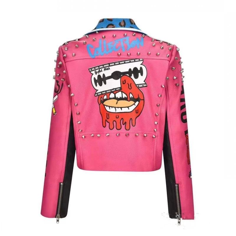 Designer Punk Motorcycle Biker Jacket Women-Veeddydropshipping