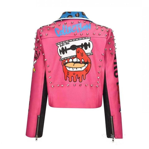 Designer Punk Motorcycle Biker Jacket Women-Veeddydropshipping