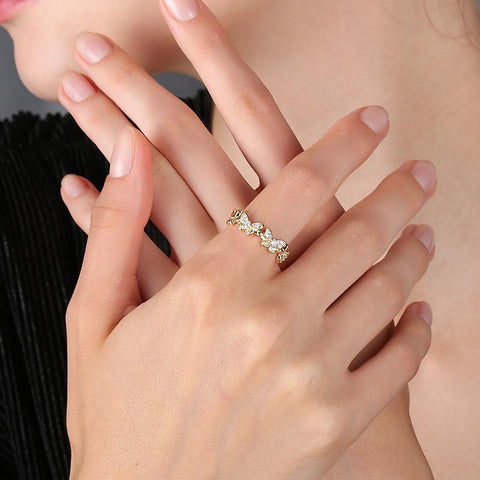 Fashion Shiny Cubic Zirconia Butterfly Rings For Women Girls  Geometric-JW01402-Veeddydropshipping