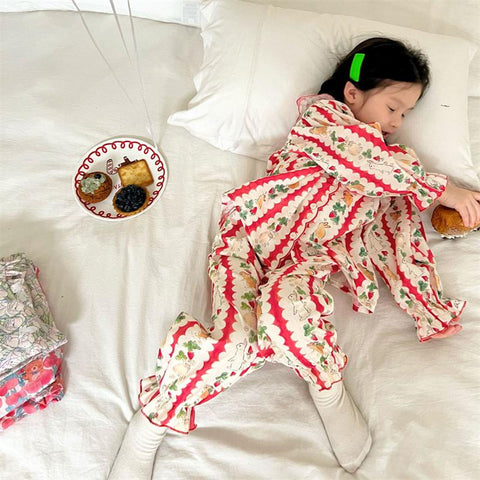 Kids Clothes Girls Loungewear 2023 Easter Rabbit Print Cute Pajama-TB01076-Veeddydropshipping