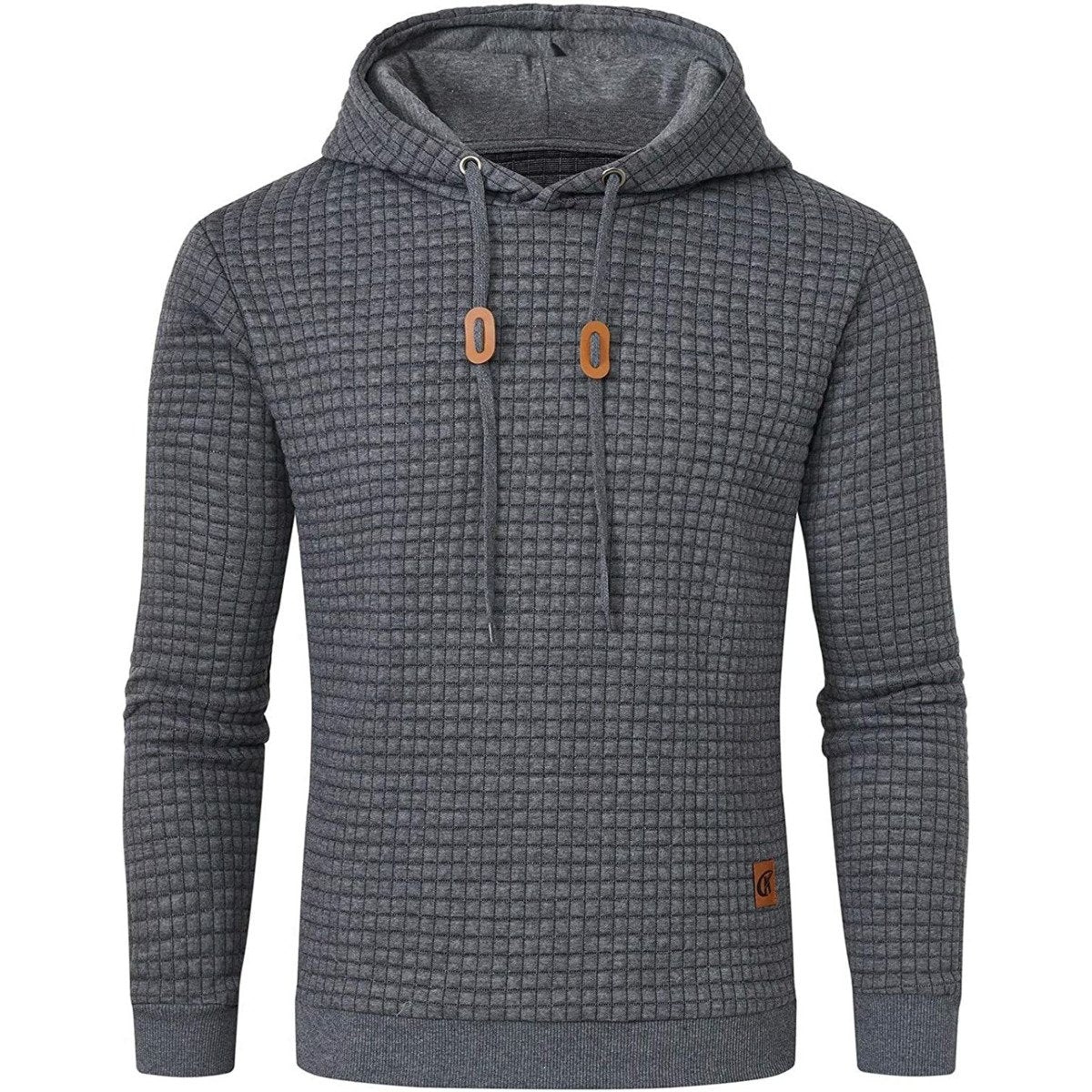 2023 Men Hoodies Long Sleeve Plaid Jacquard Pullover Drawstring Solid Tracksuit-TB01315-Veeddydropshipping