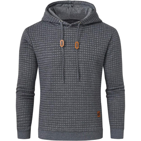 2023 Men Hoodies Long Sleeve Plaid Jacquard Pullover Drawstring Solid Tracksuit-TB01315-Veeddydropshipping