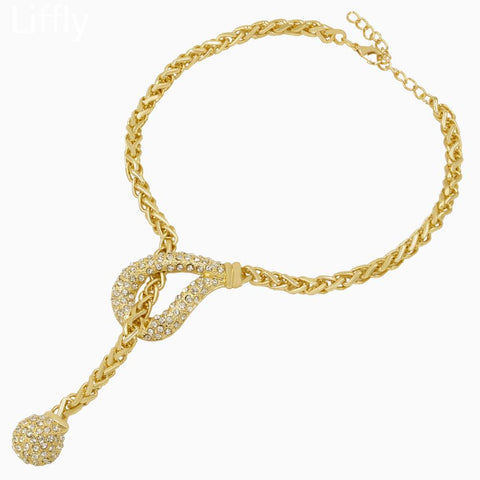 Creative Design bridal Gold Jewelry Sets Crystal Necklace Ring -JW00317-Veeddydropshipping