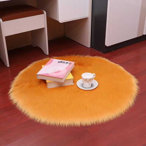 Plush Round Carpet Sheepskin Home Decor-HA00471-Veeddydropshipping