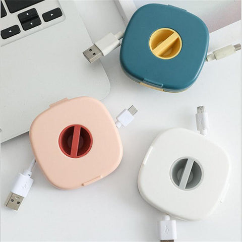 Ebesfous Cable Organizer Rotating Winder Box Portable Wire Storage Case Phone Stand Dataline-PA00894-Veeddydropshipping