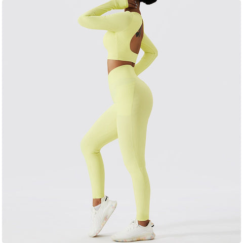 Ribbed Yoga Set Women Suit For Fitness Sportswear Seamless Sports Suit Workout-OS00789-Veeddydropshipping