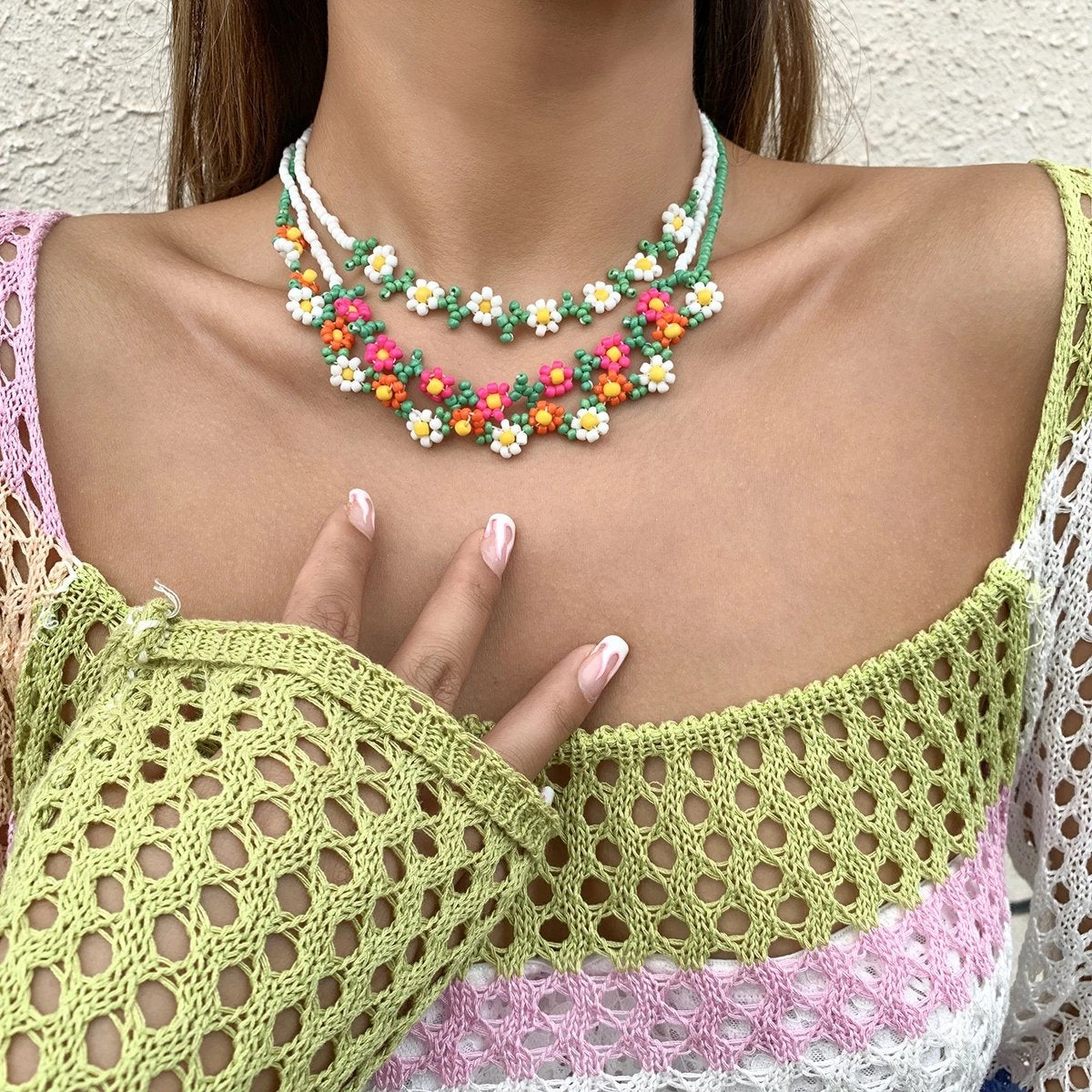 Beads Chain Choker Necklace For Women Korean Fashion -JW01272-Veeddydropshipping