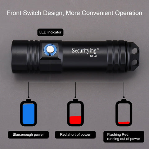 SecurityIng 800LM Diving Main Flashlight IPX8 Waterproof Scuba Night Dive-TI00965-Veeddydropshipping