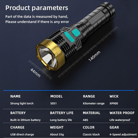 Outdoor Portable Flashlight  Home Built-in Battery Rechargeable Multi-function-TI00759-Veeddydropshipping