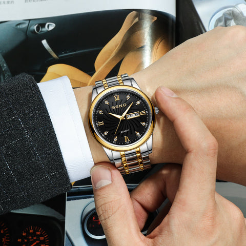 Business Waterproof Dual Calendar Quartz Watch-JW00767-Veeddydropshipping