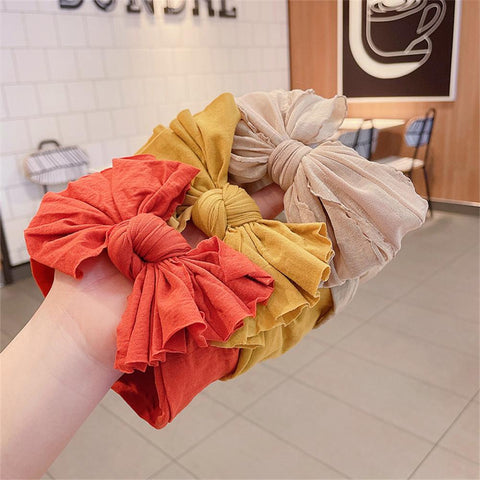 3Pcs/Set Solid Colors Baby Bow Headband For Newborn Kids Nylon-TB00450-Veeddydropshipping