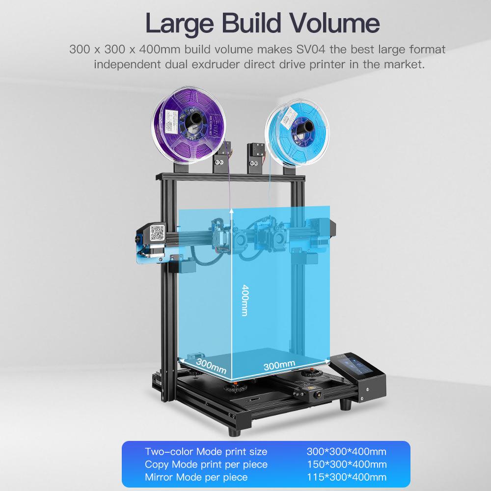 3D Printer Large Build Volume 300x300x400mm Independent Dual Extruder 3D Printer-Veeddydropshipping