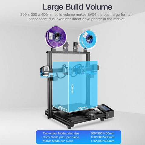 3D Printer Large Build Volume 300x300x400mm Independent Dual Extruder 3D Printer-Veeddydropshipping