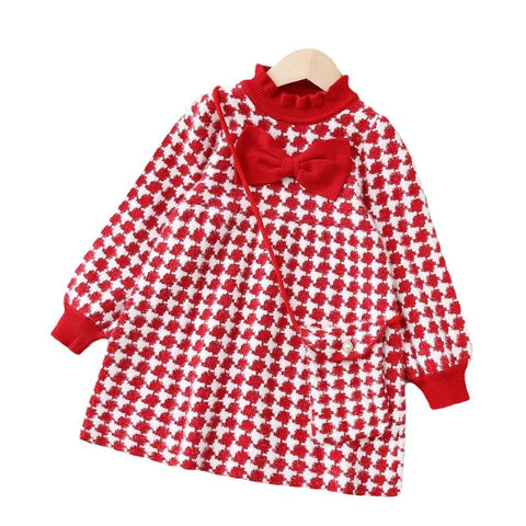 Spring Autumn Girls Children Knitted Woolen Dresses-Veeddydropshipping