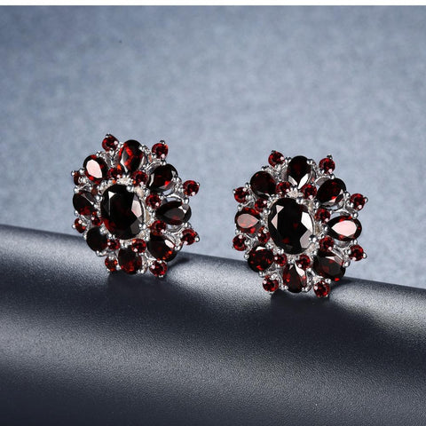 Silver Earrings Natural Gemstone 925 Sterling Silver -JW00126-Veeddydropshipping