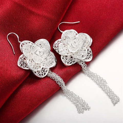 925 sterling Silver Jewelry set  flower-JW00212-Veeddydropshipping