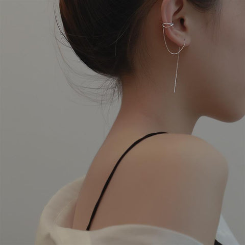 925 Sterling Silver Simple Ear Chain Ear Bone Clip Earrings Women-JW00048-Veeddydropshipping