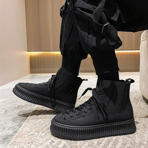 Shoes Black Wearproof Chelsea Boots Hombre Heighten Leather-BS01356-Veeddydropshipping