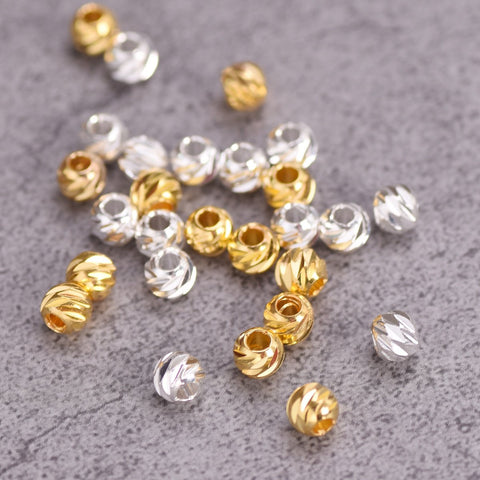 Round Carved Brass Metal Loose Spacer Beads For Jewelry Making-JW01653-Veeddydropshipping