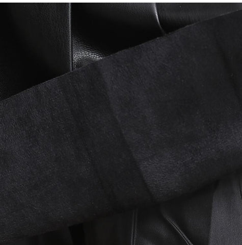 Women Real Leather Korean-Style Slim Fit High Waist Ruffled Skirt-WF00386-Veeddydropshipping