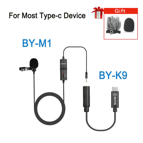 BY-M1 Condenser Lavalier Lapel Clip-on Microphone 3.5mm TRRS 6M Mic For PC -CE01041-Veeddydropshipping