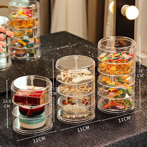 Rotating Jewelry Storage Box Makeup Storage Plastic Organizer Boxes -JW01685-Veeddydropshipping