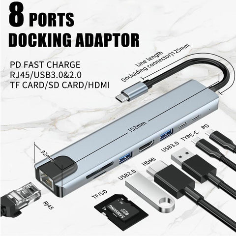Station Hub  Adapter HDMI SD/TF Card Reader-CO00249-Veeddydropshipping